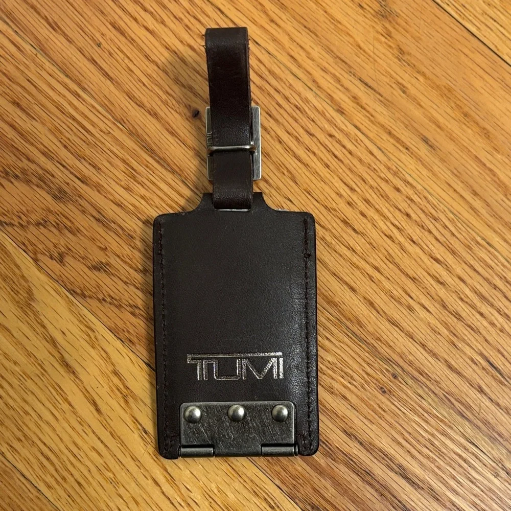TUMI Black Leather Luggage Tag